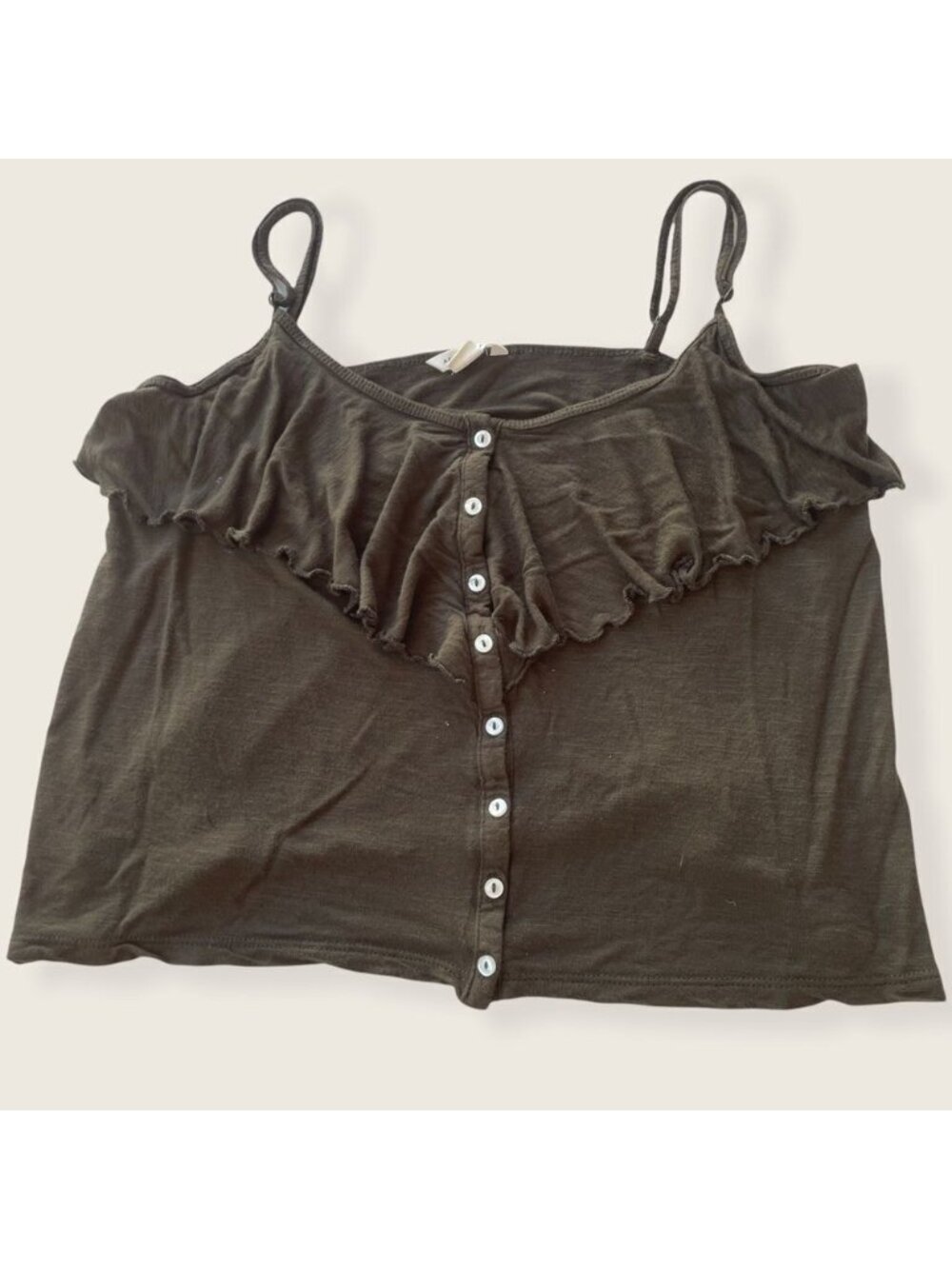 Aeropostale Green Button Front Ruffle Tank - Picture 5 of 5